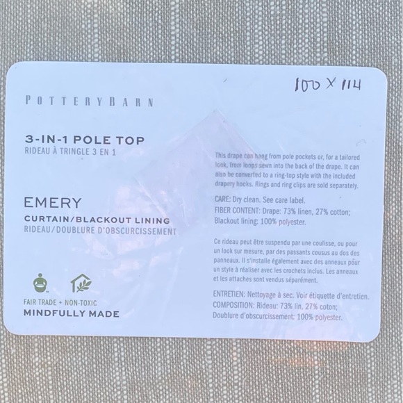 PB Custom Emery Linen Blackout Curtain - Oatmeal 100x114 - Picture 5 of 6